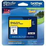 Genuine Brother 1 (24mm) Black on Yellow TZe P-touch Tape for Brother PT-7600 PT7600 Label Maker