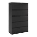 Hirsh 42 inch Wide 5 Drawer Metal Lateral File Cabinet for Home and Office Holds Letter Legal and A4 Hanging Folders Black