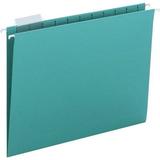 Smead Hanging File Folders with Tab Letter - 8 1/2 x 11 Sheet Size - 1/5 Tab Cut - Top Tab Location - Assorted Position Tab Position - 11 pt. Folder Thickness - Teal - 1.89 oz - Recycled - 25 / Box