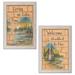 Gango Home Decor Lodge Life is Better at the Cabin & Living on Lake Time by Mary Ann June (Ready to Hang); Two 12x18in Distressed Framed Prints