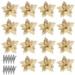 Artificial Flowers Plastic Christmas Flower Xmas Tree Floral Decor Holiday Festival Ornament Gold 15 Pieces