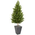 Nearly Natural 9351 67 in. Olive Cone Topiary Artificial Tree in Slate Planter