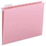 Smead Hanging File Folders with Tab Letter - 8 1/2 x 11 Sheet Size - 1/5 Tab Cut - Top Tab Location - Assorted Position Tab Position - 11 pt. Folder Thickness - Pink - 1.89 oz - 25 / Box