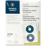 Business Source Laser/Inkjet CD/DVD Labels Permanent Adhesive - 4.62 Diameter - Circle - Inkjet Laser - White - 100 / Pack