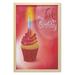 60th Birthday Wall Art with Frame Abstract Sun Beams Backdrop Party Theme Cupcake with Frosting Image Printed Fabric Poster for Bathroom Living Room 23 x 35 Ruby Red and Orange by Ambesonne