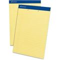 Ampad Perforated Ruled Pads - Letter - 50 Sheets - Stapled - 0.34 Ruled - 15 lb Basis Weight - 8 1/2 x 11 8.5 11.8 - Canary Yellow Paper - Dark Blue Binder - Micro Perforated Sturdy Back Chipboar