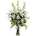 Nearly Natural Lily Delphinium & Hydrangea Artificial Flower Arrangement White