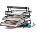 Halter 3-Tier Mesh Desktop Organizer with Sliding Paper Trays for Desk Office Black