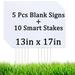 Blank Yard Signs 13 x17 - Lawn Sign with Stakes - Water Resistant DIY Poster Board Signs for Rent Garage Sales Open Houses and Custom Birthday