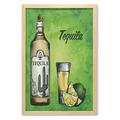 Tequila Wall Art with Frame Vintage Engraved Style Drawing of Bottle Glass and Lime Printed Fabric Poster for Bathroom Living Room Dorms 23 x 35 Lime Green Pale Camel by Ambesonne