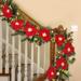 Morttic Christmas Poinsettia Garland with Red Berries and Holly Leaves Artificial Flower Xmas String Lights Battery Operated Waterproof Cordless Indoor & Outdoor Decorations