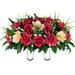 Sympathy Silks Artificial Cemetery Flowers 30 Cream Pink Amaryllis/Fuchsia Rose cemetery saddle