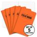 Elan Publishing Company Field Notebook / Pocket Journal - 3.5 x5.5 - Orange - Graph Memo Book - Pack of 5 - ELAN-FN-001C