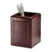 Brown Crocodile Embossed Leather Pencil Cup