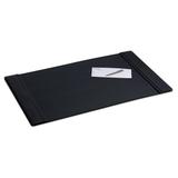 Black Leather 34 x 20 Side-Rail Desk Pad-T25