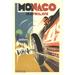 ROBERT FALCUCCI Monaco Grand Prix 1931 39.5 x 26.75 Lithograph 1983 Vintage Multicolor Orange Yellow Black Car Sports