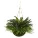 Nearly Natural 13 Cycas Artificial Plant in Mossy Hanging Basket (Indoor/Outdoor) Green