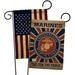 Breeze Decor BD-MI-GP-108398-IP-DBAA-D-US18-MC 13 x 18.5 in. Military Impressions Decorative Vertical Double Sided USA Vintage Marine Corps Burlap Americana Applique Garden Flags - Pack of 2