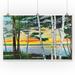 Sebago Lake Maine - Scenic View along the Lake with White Birches - Vintage Halftone (24x36 Giclee Gallery Print Wall Decor Travel Poster)