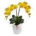 Nearly Natural Double Phalaenopsis Orchid Artificial Flower Arrangement in White Ceramic Vase Yellow