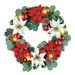 Collections Etc LED Lighted Poinsettia Ornament Wreath