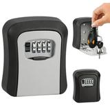 Deago Key Lock Box Wall Mounted 4 Digit Combination Lock Box for House Key Waterproof Safe Security Key Storage Lock Box for Outside (Black)