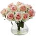 Nearly Natural Rose Arrangement Artificial Flowers with Vase Pink