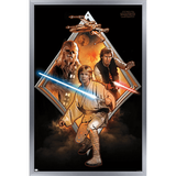 Star Wars: Original Trilogy - Heroes Badge Wall Poster 14.725 x 22.375 Framed