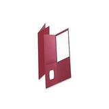 1PK OXF57557 Twin-Pocket Folder Embossed Leather Grain Paper 0.5 Capacity 11 x 8.5 Burgundy 25/Box