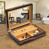 Personalized Ebony Lacquered Burl Wood Valet Box