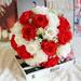 VerPetridure 18 Simulation Flower Roses Holding Bouquet White + Red 18Head Artificial Silk Roses Flowers Bridal Bouquet Rose Home Wedding Decor A