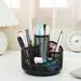 Dpityserensio Pen Holder for Desk 360-Degree Rotating Desk Organizers with 5 Compartments Black Desk Accessories & Workspace Organizer Mesh Desktop Caddy for office School Rollback