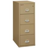 FireKing 4-Drawer Vertical Fireproof File Cabinet 31 Depth Letter Size 1-Hour Fire Resistant Impact Rated Cabinet High-Security Keylock 30 Min. Protection for Media Files Sand