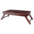 Pemberly Row Lap Desk Flip Top with Drawer and Foldable Legs in Antique Walnut