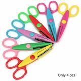 Happon 4 Pack Colorful 5 Craft Scissor Set with Decorative Edge in Different Patterns Available for Kids Decorative Scissors for DIY Scrapbooking ( Random Style )