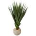 Nearly Natural 54 H Spiked Agave Artificial Plant With Bowl 54 H x 32 W x 32 D Sand/Green