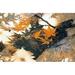 Panoramic Images PPI117888 Collage of green and pale orange leaves white paper flower and abstract rocks Poster Print by Panoramic Images - 36 x 24