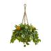 Nearly Natural 31 in. Bromeliad & Pothos Artificial Plant in Hanging Basket
