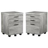 Home Square 3 Drawer Vertical Mobile Filing Cabinet Set in Gray (Set of 2)