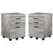 Home Square 3 Drawer Vertical Mobile Filing Cabinet Set in Gray (Set of 2)