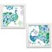 Gango Home Decor Contemporary Jewel Peacocks I & II by Farida Zaman (Ready to Hang); Two 12x12in White Framed Prints