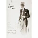 A 1937 advertisement for The Man s Shop Harrods showing a gentleman in top hat and tails ready to visit Ascot. From Th