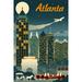 Atlanta Georgia Retro Skyline (16x24 Giclee Gallery Art Print Vivid Textured Wall Decor)