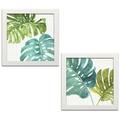 Gango Home Decor Tropical Mixed Greens LXXV & Mixed Greens LXXVI by Lisa Audit (Ready to Hang); Two 12x12in White Framed Prints