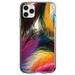 DistinctInk Clear Shockproof Hybrid Case for iPhone 13 (6.1 Screen) - TPU Bumper Acrylic Back Tempered Glass Screen Protector - Multi Color Feathers