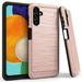 Kaleidio Case For Samsung Galaxy A13 5G [Metallic Armor] Lightweight Hybrid [Shockproof] 2-Piece Carbon Fiber Accent Cover [Rose Gold/Black]