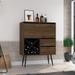 DEPOT E-SHOP Thistle Bar-Two Drawers Four Double Racks One Cabinet-Mahogany/Black For Living Room