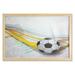 Teen Room Wall Art with Frame Soccer Background with Football Colorful Lines Sports Game with Digital Display Printed Fabric Poster for Bathroom Living Room 35 x 23 Multicolor by Ambesonne