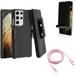 Case Belt Clip & 6ft USB-C Cable & Privacy Screen Protector for Samsung Galaxy S21 Ultra Phone - Holster Swivel & Pink Charger Cord & TPU Film Fingerprint Works Accessory Bundle