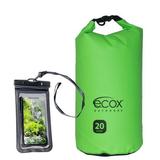 ecox outdoors Waterproof Dry Bag For Outdoors Activities includes Waterproof Phone Case 20L Green DB20LG